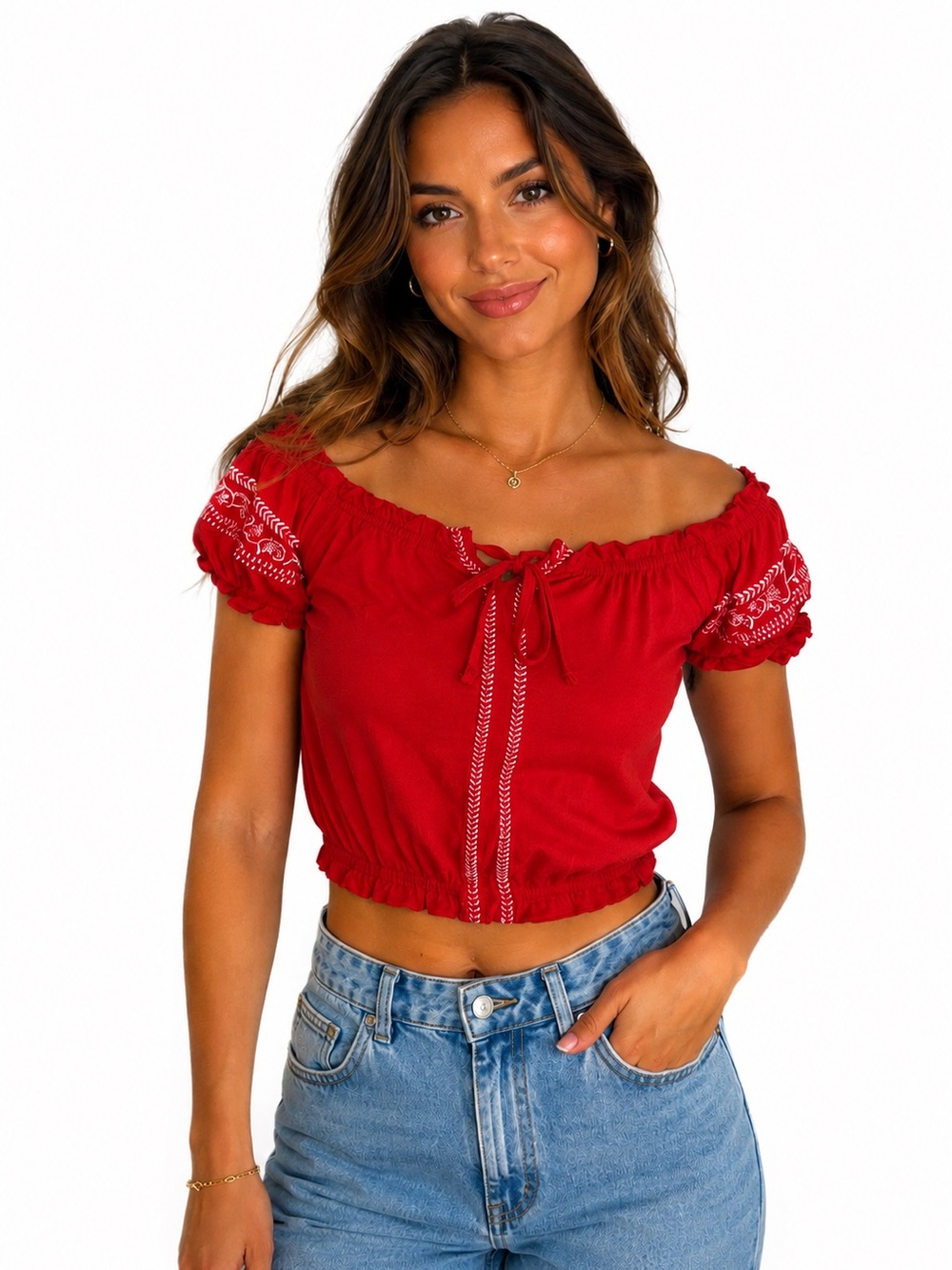 Hot Kiss crop top, Red,‎ Size M